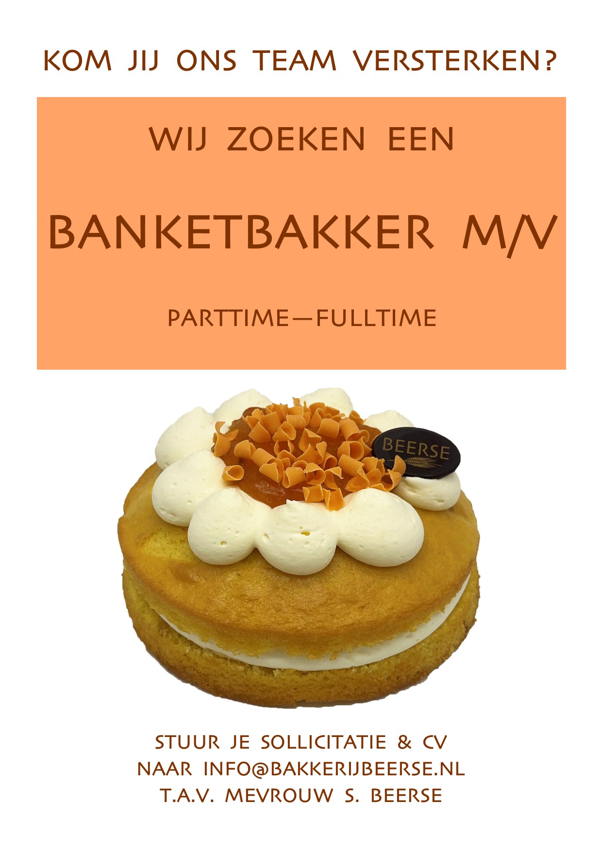 WIJ ZOEKEN EEN BANKETBAKKER M/V